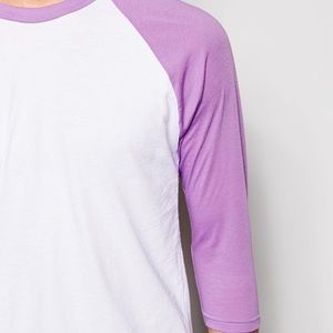 American Apparel 3/4 baseball tee purple &white